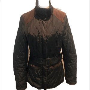 “ZARA BASIC” Quilted Olive Green Belted Jacket.